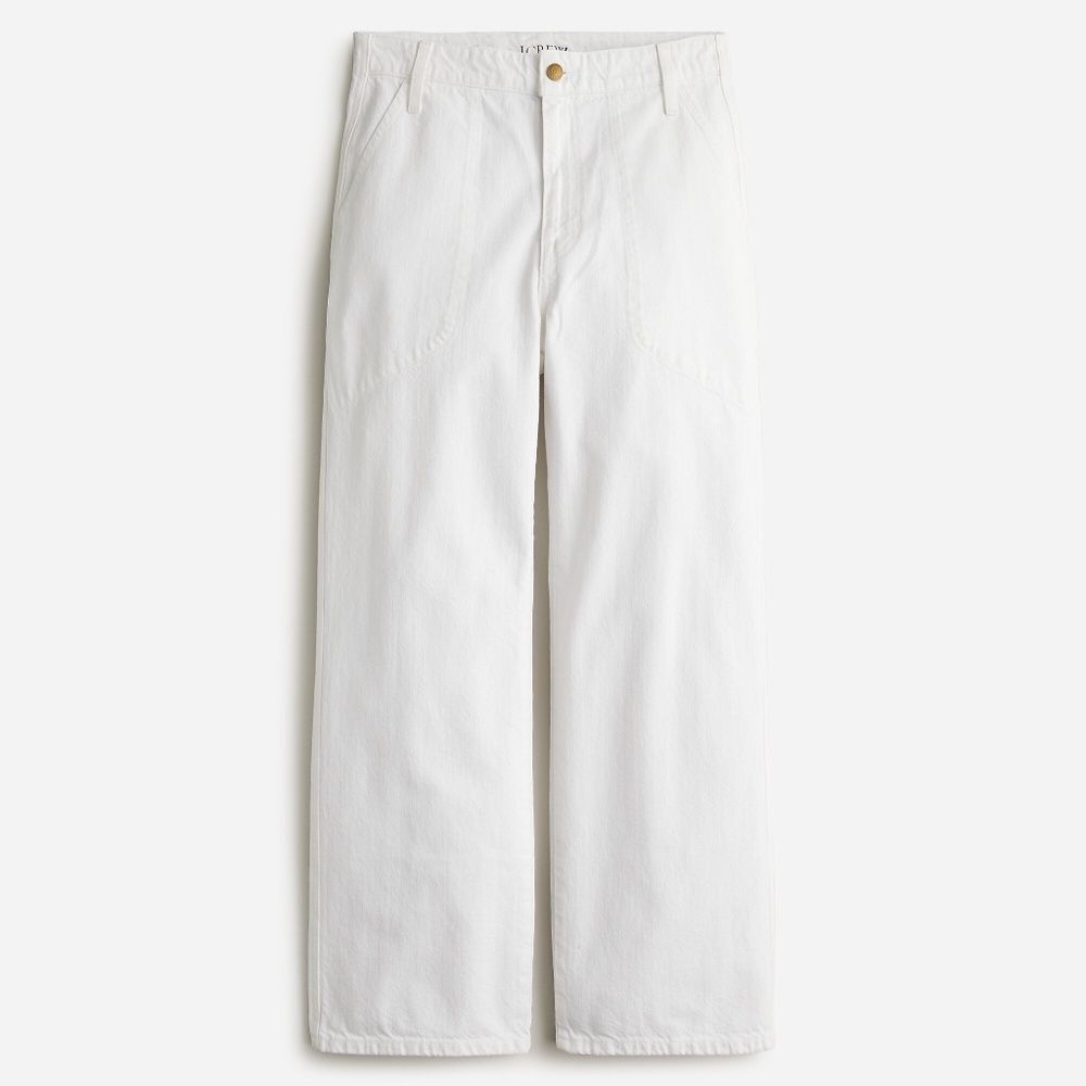 J. Crew Sailor High Rise Slim Wide Leg Jeans in White Denim